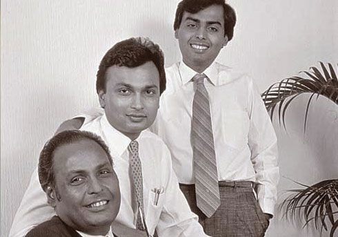 childhood picture of mukesh ambani with father and brother